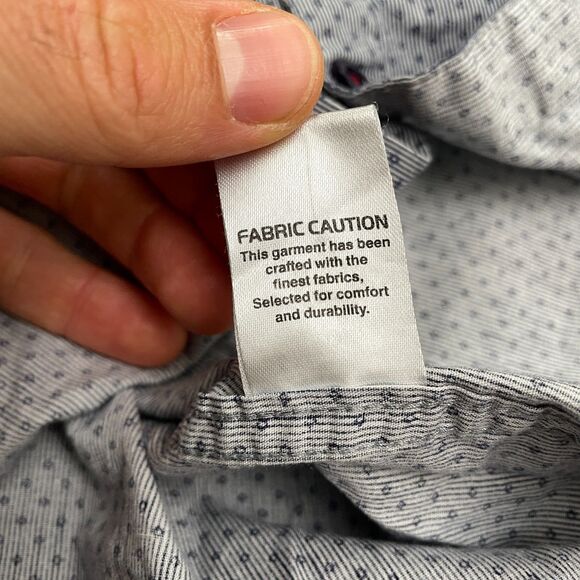 Cougar Slim Fit Button Down Shirt Mens Large Blue Pinstripe Diamond Print Cotton - Picture 6 of 11